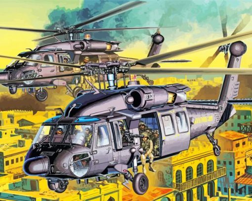 Military Black Hawk Helicopters Paint by numbers