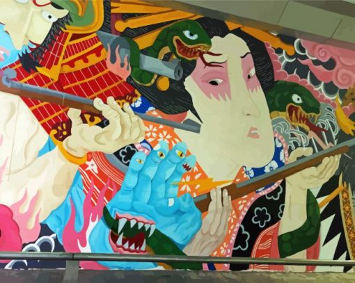 Mural In Shinuku Japan Art paint by numbers