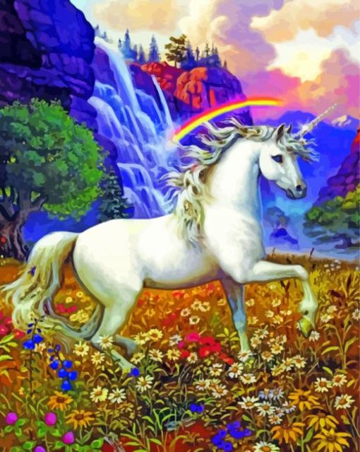 Pegasus Unicorn In A Field paint by numbers