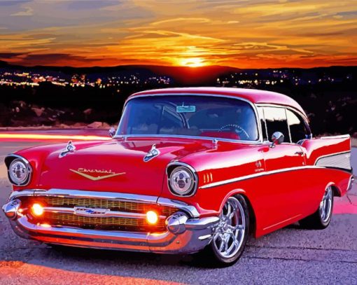 Red 57 Chevy Car paint by numbers