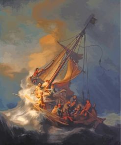 Rembrandt Christ In The Storm On The Lake of Galilee paint by numbers