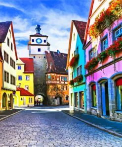 Rotenburg Colorful Houses paint by numbers