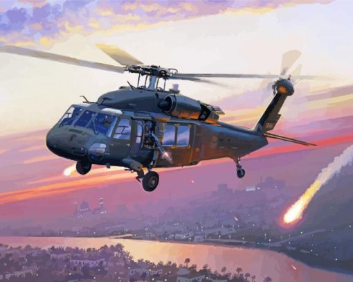 Sikorsky UH 60 Black Hawk Helicopter paint by numbers