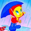 Tweety Bird And Umbrella Paint by numbers