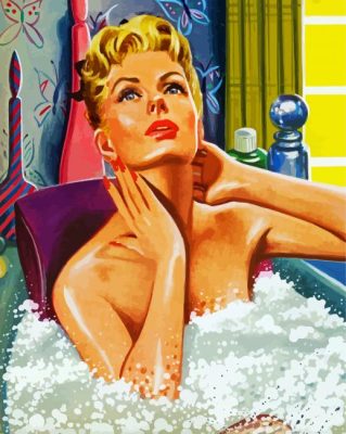 Vintage Woman Bathing paint by numbers