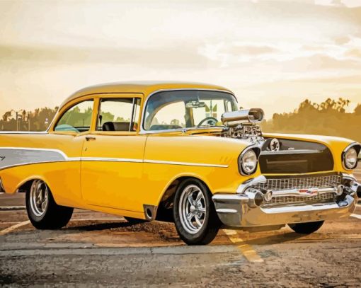 Yellow 57 Chevy paint by numbers