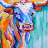 Abstract Cow paint by numbers