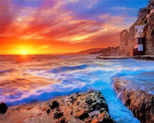 beautiful sunset Laguna Beach California paint by number
