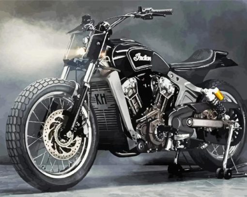 black Indian motorcycle scout bobber and smoke paint by number