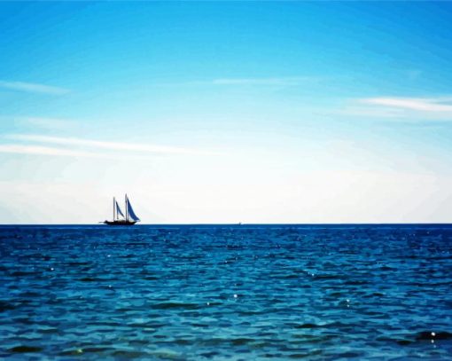 boat in Pacific ocean horizon Paint By Number