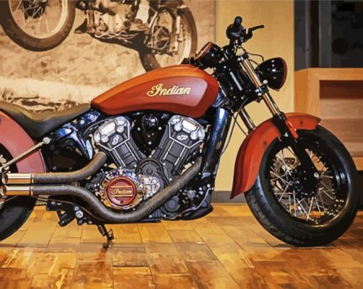 brown Indian motorcycle paint by numbers