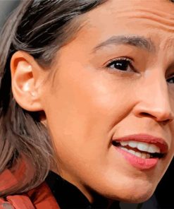 close up Alexandria Ocasio Cortez paint by number