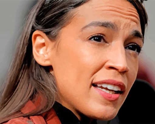 close up Alexandria Ocasio Cortez paint by number