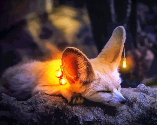 Cute Little Fox With Lights paint by numbers