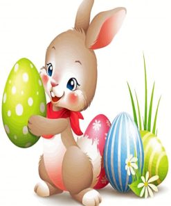 Cute Easter Bunny And Eggs paint by numbers