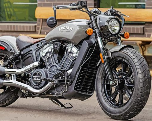 grey Indian motorcycle scout bobber paint by numbers