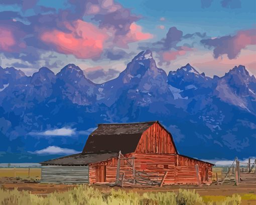 Jackson Hole Barn paint by numbers