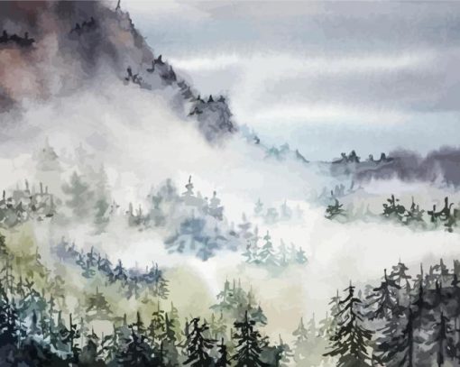 misty forest art paint by numbers