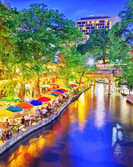 The San Antonio River Walk paint by numbers