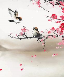 Two Birds And Cherry Blossom paint by numbers