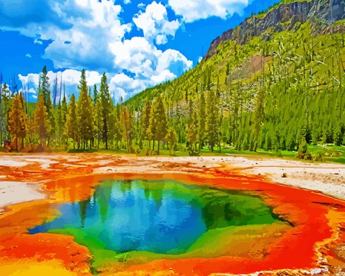 Yellowstone park paint by numbers