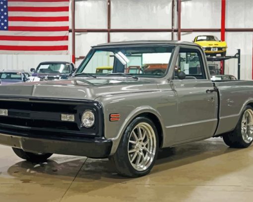 Grey Chevrolet C10 paint by numbers
