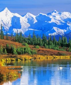 Snowy Denali Mountains paint by numbers