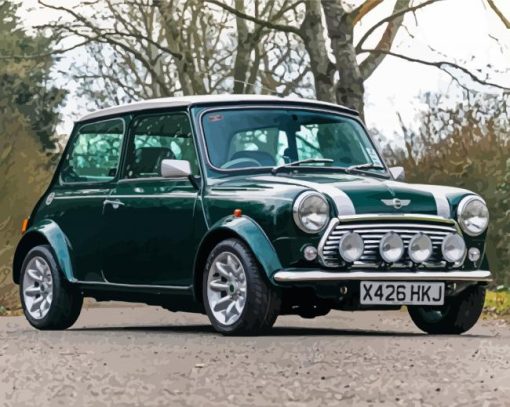 Black Classic Mini Cooper paint by numbers