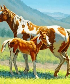 Blonde Paint Horses Art Paint by numbers