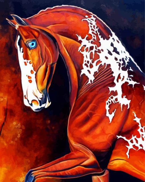 Brown American Paint Horse paint by numbers