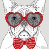 Bulldog with heart glasses And Bow Art paint by number