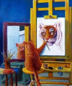 Cat Painting Himself paint by numbers