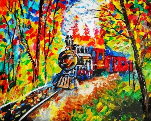 Colorful Abstract Train Art Paint by numbers