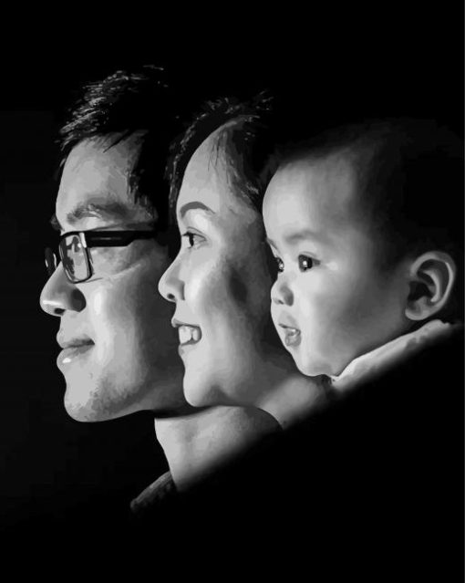 Family In Black And White paint by numbers