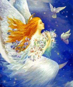 Fantasy Fairy Angel On Moon paint by numbers