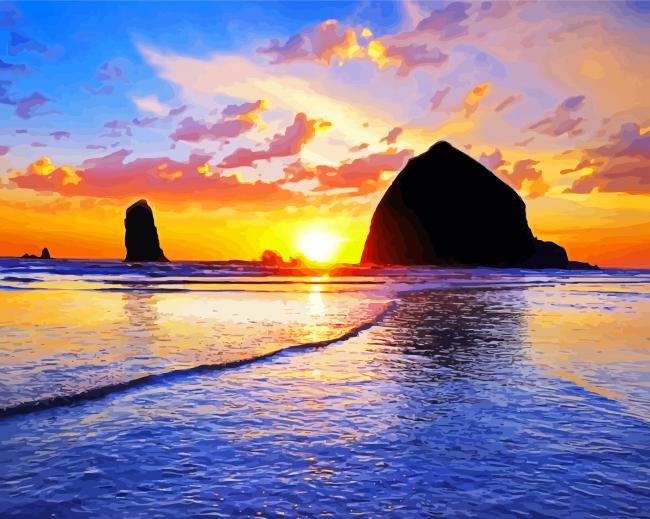 Haystack Rock Cannon Beach paint by numbers