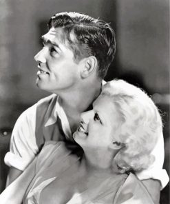 Monochrome Jean Harlow And Clark Gable paint by numbers