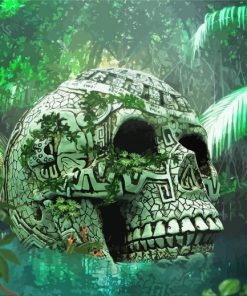 Jungle skull in lake paint by numbers
