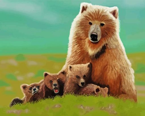 Mama Bear And Cubs Paint by numbers