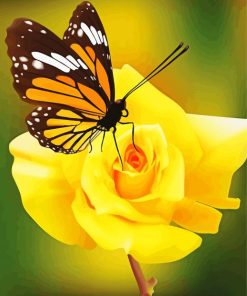 Yellow Rose And Butterfly paint by numbers