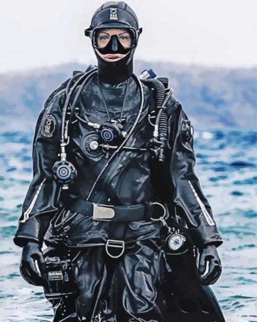 Scuba Diving Lady paint by numbers