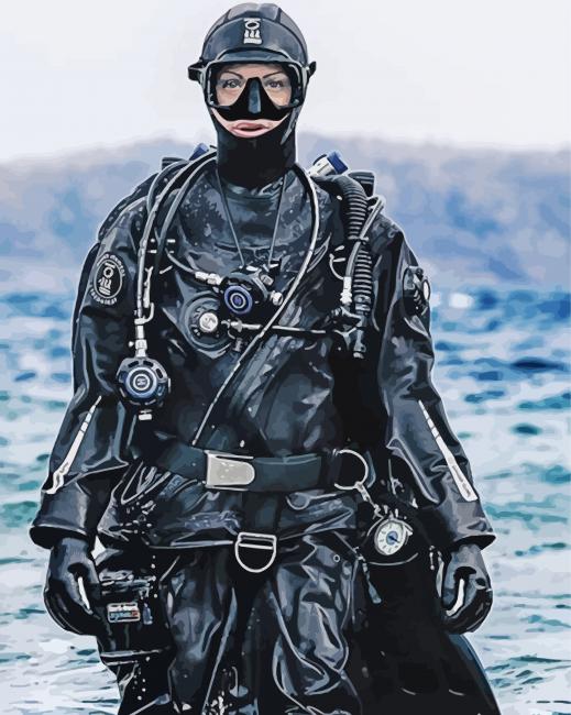 Scuba Diving Lady paint by numbers