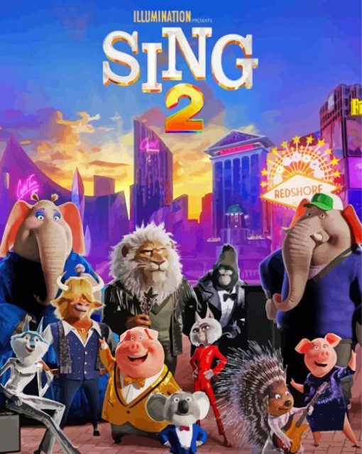 Sing 2 movie poster paint by numbers