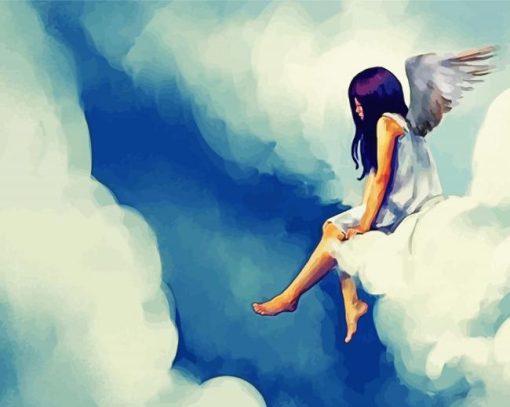 Sitting Angel On Clouds Paint by numbers
