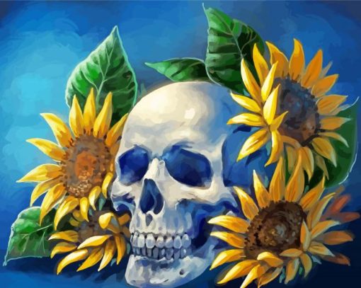 Skull Sunflower Art paint by numbers
