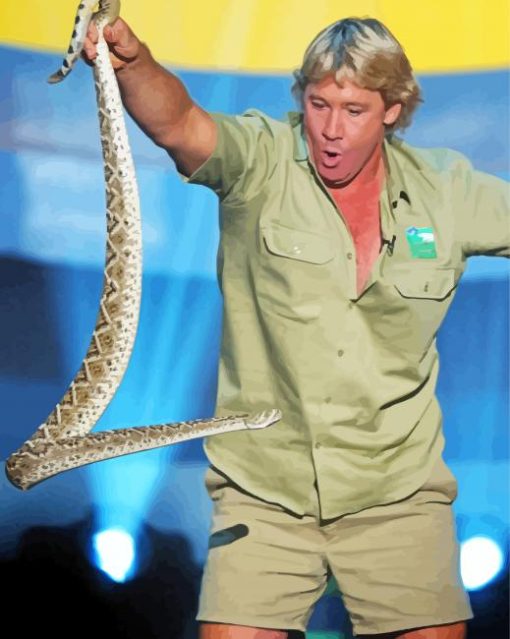 Steve Irwin With A Snake paint by numbers