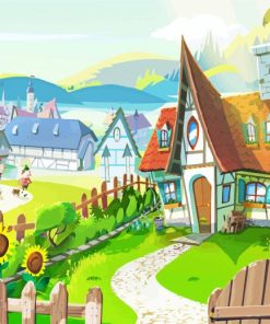 Sunflower House Animation paint by numbers