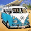Blue Vw Camper On Beach Paint by numbers