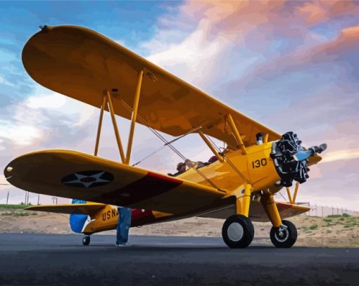 Yellow Biplane paint by numbers