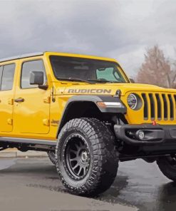 Yellow Jeep wrangler unlimited Car Engine paint by numbers